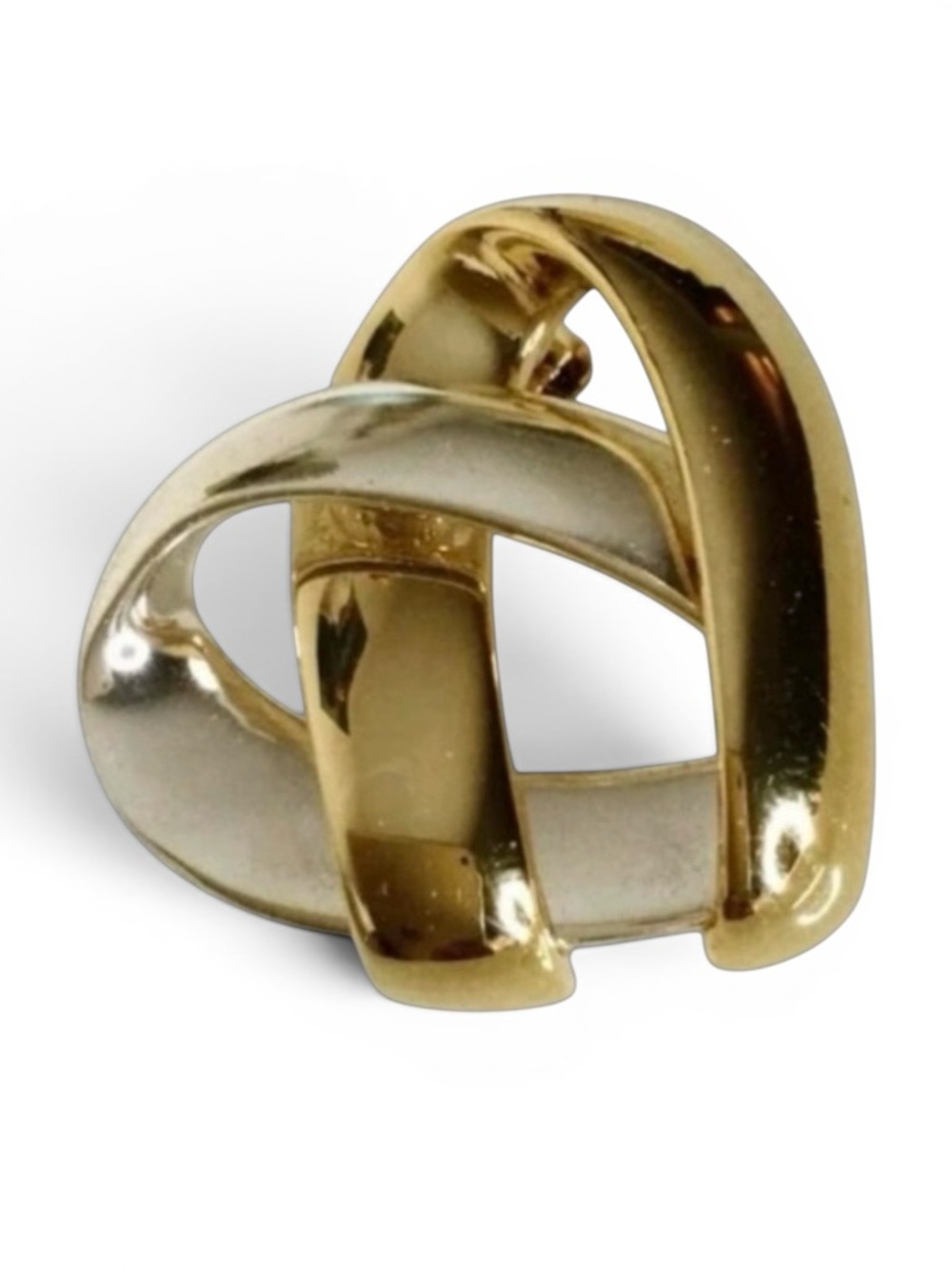 Vintage Two‑Tone Interlocking Heart Brooch – Classic Mid‑Century Style - Picture 3 of 10